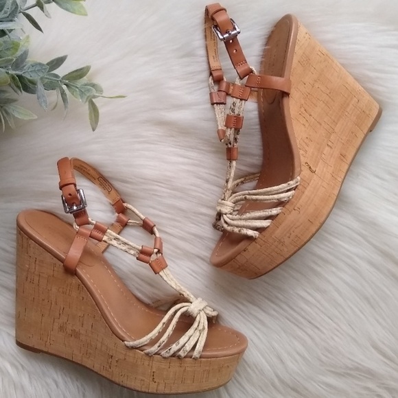 Coach | Shoes | Coach Georgiana Strappy Cork Wedge Heel Sandals | Poshmark